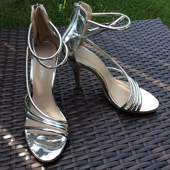 Madden Girl Shoes Madden Girl Silver Metallic Strappy Ankle Sandals